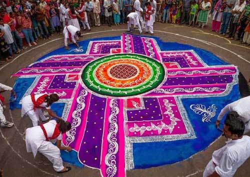 Rangoli con Arroz